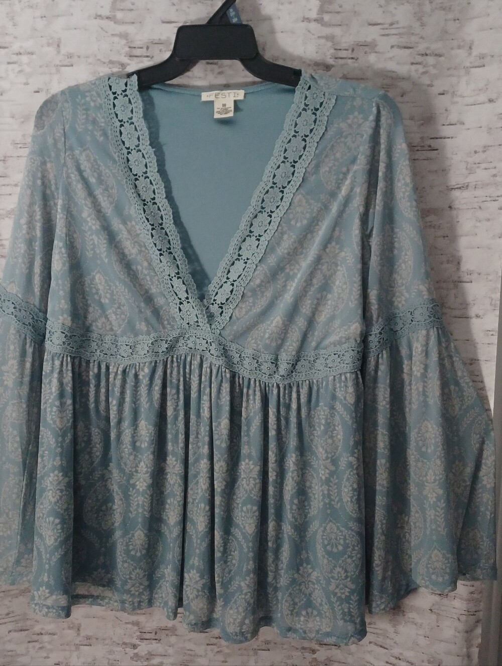 Festi Bell Sleeve Lace Blouse Sz 00 L